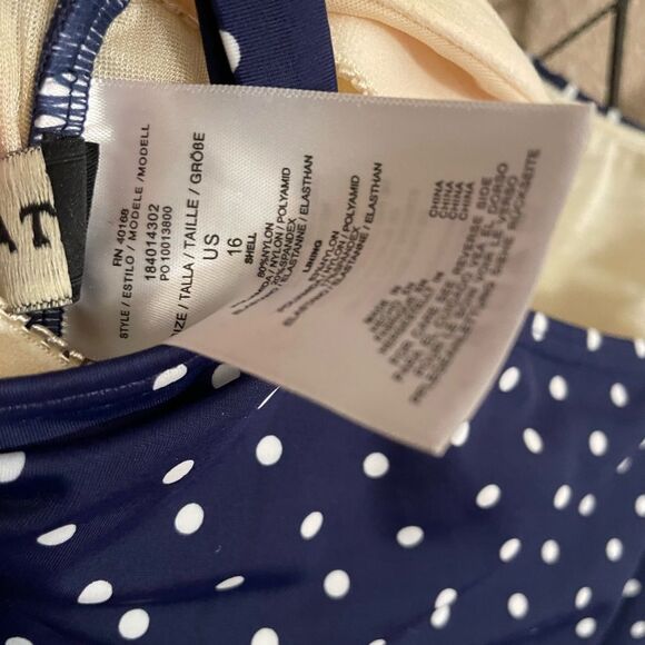 Talbots Navy with White Polka Dots Two Piece Swim Suit Size U.S. 16 - Picture 9 of 15